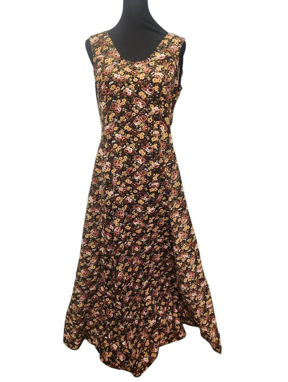 Vintage Le Voy's Dress and Jacket Womens Small 70s Corduroy Floral Long